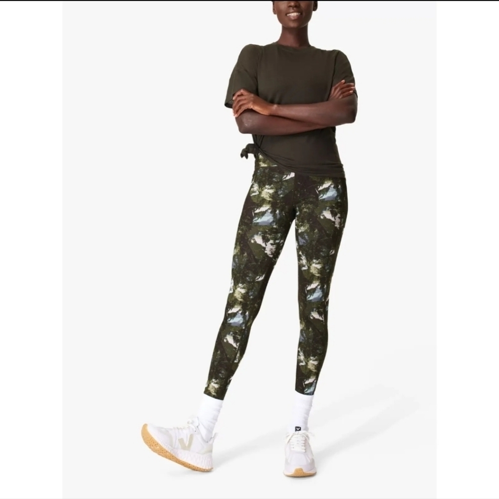 Sweaty Betty, Super Sculpt 7/8 length Leggings, Green (Forest/Mountain), Size XS